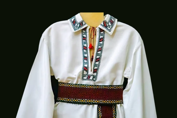 Traditionella Moldaviska Kläder Broderade Med Färgade Kvinnor Män Skjortor Broderade — Stockfoto