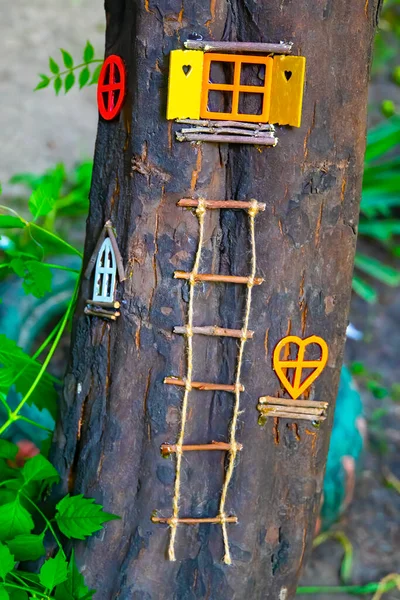 Fantasía Bosque Cuento Hadas Con Ventana Mágica Brillante Elfo Encantado —  Fotos de Stock