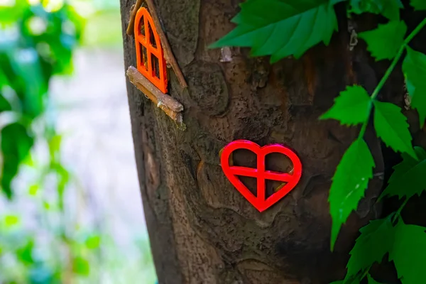 Fantasía Bosque Cuento Hadas Con Ventana Mágica Brillante Elfo Encantado —  Fotos de Stock