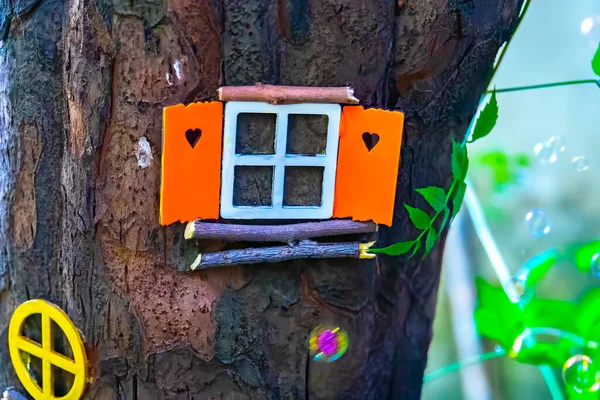 Fantaisie Forêt Conte Fées Avec Fenêtre Brillante Magique Elfe Enchanté — Photo