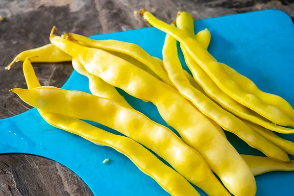 Frijoles Amarillos Verduras Orgánicas Frijoles Frescos Granja Sobre Mesa Concepto —  Fotos de Stock