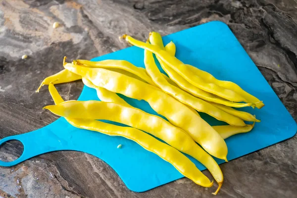 Yellow beans, organic vegetables, farm fresh beans on the table, vegan food concept