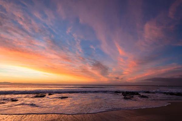 Dawn Colors Beach Sea Sky Nuvens — Fotografia de Stock