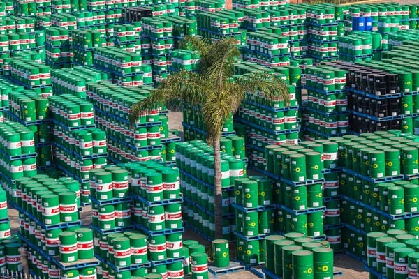 Oil Drums Stacked Yard — Stock Photo, Image