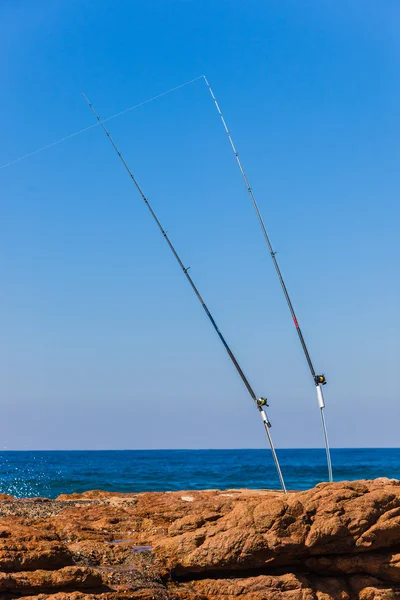 釣り竿サーフィン海の青 — Stock fotografie
