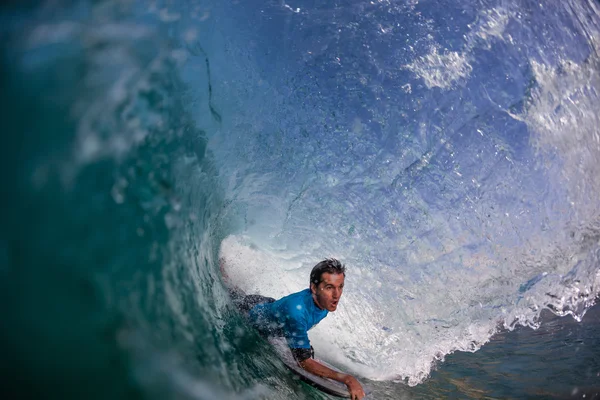 Surfing Body-Boarder Inside Wave — Stock Photo, Image