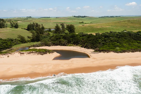 Air Birds Eye View Beach River Green Fall — стоковое фото