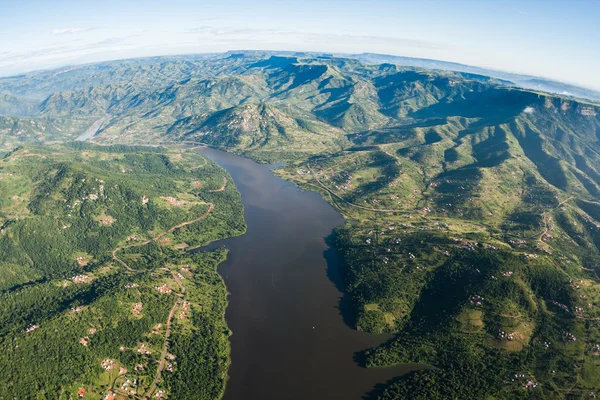 Air Birds Eye View Dam Landscape Waters — Stok Foto
