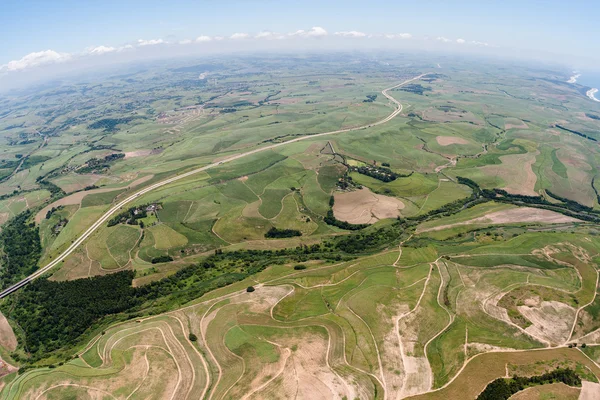 Air Birds Eye View Campos de caña de azúcar Autopista — Foto de Stock