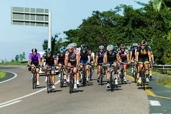 Jinetes Ciclismo Campos de Ruta —  Fotos de Stock