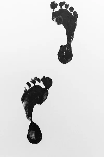 Footprints Black White — Stock Photo, Image