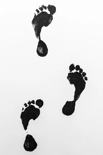 Footprints Black White — Stock Photo, Image