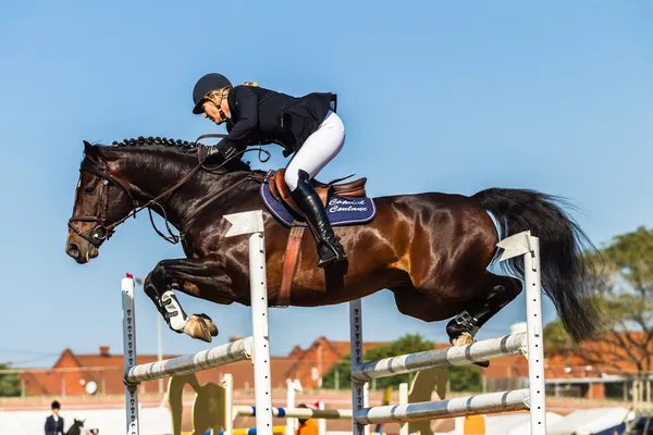 Cavaliere equestre saltando i cittadini — Zdjęcie stockowe