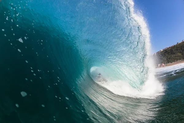 Vücut yatılı içi boş dalga Closeup Wipeout su eylem sörf — Stok fotoğraf