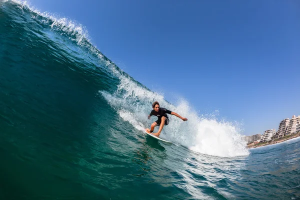 Surfista Surfista Passeios Azul Onda — Fotografia de Stock