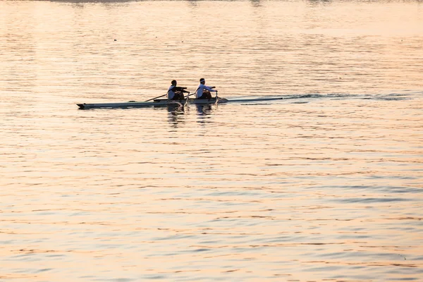 Regata Remo Dobles Amanecer Color —  Fotos de Stock