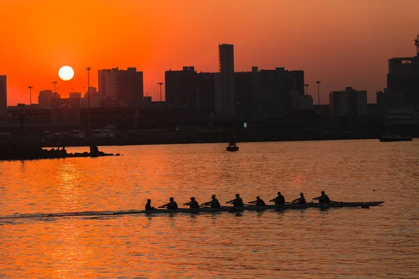 Regatta Rowing Eights Team Sunrise Color — Stock Photo, Image