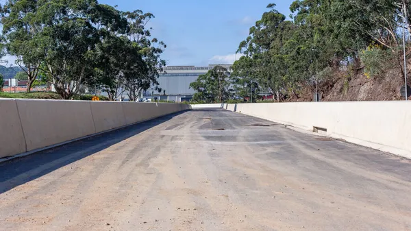 Nova Sinuca Rodovia Meados Construção Nova Rota Para Ônibus Apenas — Fotografia de Stock