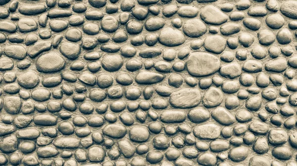 Pared Piedras Redondas Apiladas Estructura Construida Mano Cerca Sección Sepia —  Fotos de Stock