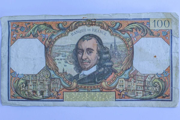 フランス バンケット フランスの貨幣インフレ史100フラン紙幣注1968年前後 — ストック写真
