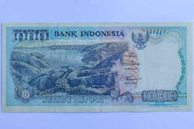 Para Endonezya bin rupiah para birimi tarihi Fiat kağıt bankacılık enflasyon modası geçmiş vintage not.