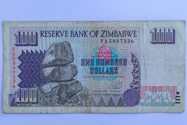 Zimbabwe Dinero Billete Cien Dólares Historia Moneda Papel Fiduciario Inflación —  Fotos de Stock