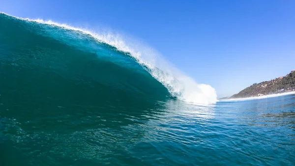 Ocean Wave Swimming Close Encounter Face Face Crashing Blue Water — Stock Photo, Image
