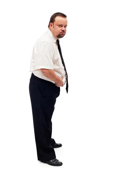 Overweight man assessing his problem — Stock Photo, Image