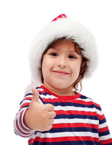 Pequeño niño dándote pulgares arriba — Foto de Stock