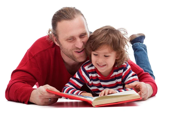 Отец и сын читают Стоковое Изображение