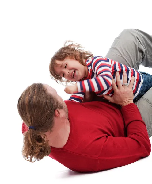 Father and son wrestling — Stock Photo, Image