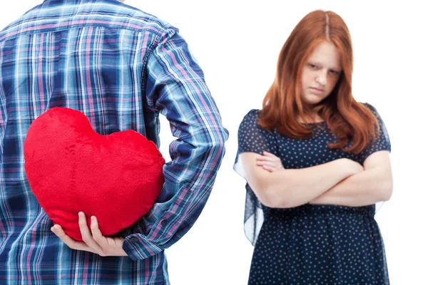 Teenager boy trying to ask forgiveness — Stock Photo, Image