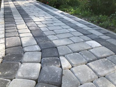 Gündüzleri şık bahçede çeşitli renklerde birbirine yakın köşeler.