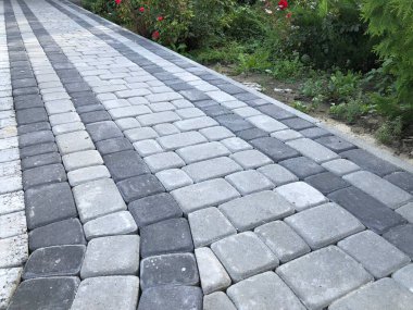 Gündüzleri şık bahçede çeşitli renklerde birbirine yakın köşeler.