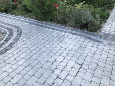 Gündüzleri şık bahçede çeşitli renklerde birbirine yakın köşeler.
