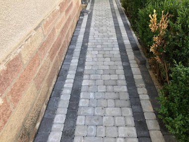 Gündüzleri şık bahçede çeşitli renklerde birbirine yakın köşeler.