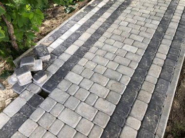 Gündüzleri şık bahçede çeşitli renklerde birbirine yakın köşeler.