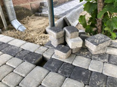 Gündüzleri şık bahçede çeşitli renklerde birbirine yakın köşeler.