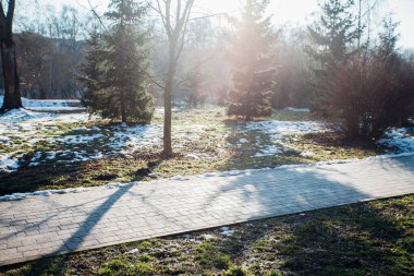 Değişik renklerde taşlar, parkta yürüyüş yolu. 