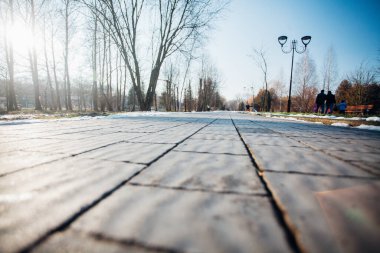 Değişik renklerde taşlar, parkta yürüyüş yolu. 