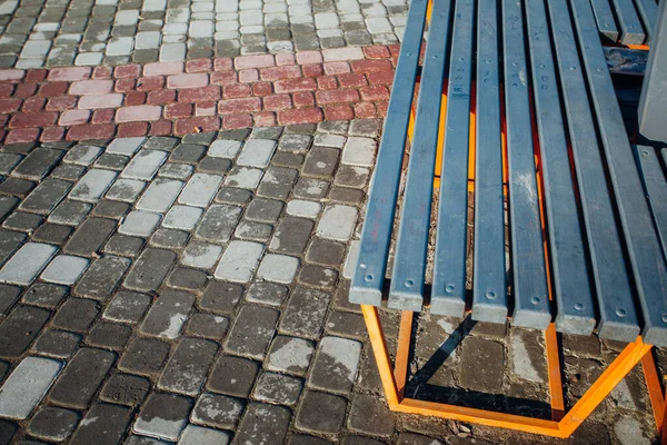 Banc Bois Dans Parc Ville — Photo