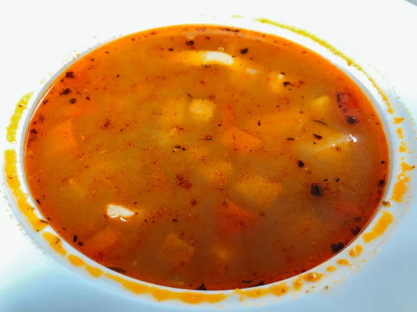 Tahta Makarnalı Talyan Sebze Çorbası — Stok fotoğraf