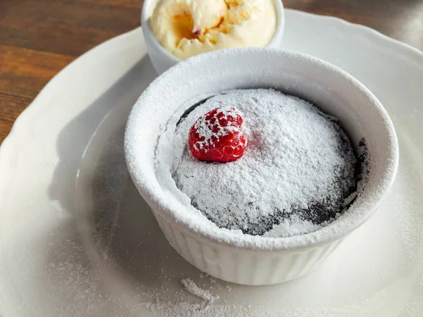 Chocolate lava cake set with ice cream