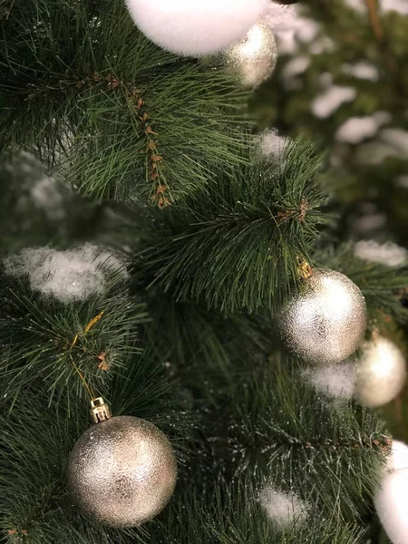 Jul Och Nyår Semester Bakgrund Vinter Säsong Träd — Stockfoto