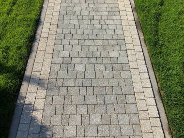 Gündüzleri şık bahçede çeşitli renklerde birbirine yakın köşeler.