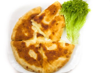 Khachapuri with cheese on white background
