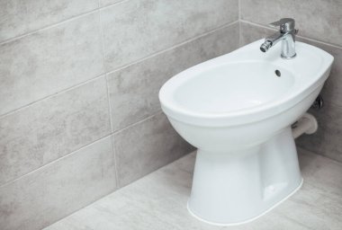 Modern banyo içinde bidet.