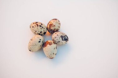 Beyaz arka planda bıldırcın yumurtaları