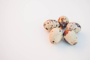 Beyaz arka planda bıldırcın yumurtaları