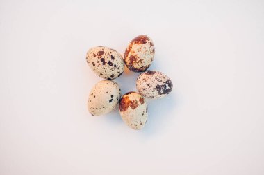 Beyaz arka planda bıldırcın yumurtaları